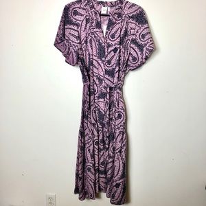 NWT Ichi Harva Shirt Dress Size Large Lavender Navy Print